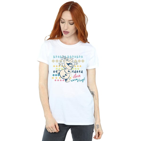 Disney Womens/Ladies Frozen I Love Warm Hugs Cotton Boyfriend T-Shirt