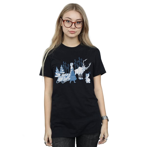 Disney Womens/Ladies Frozen Anna Sven And Olaf Cotton Boyfriend T-Shirt