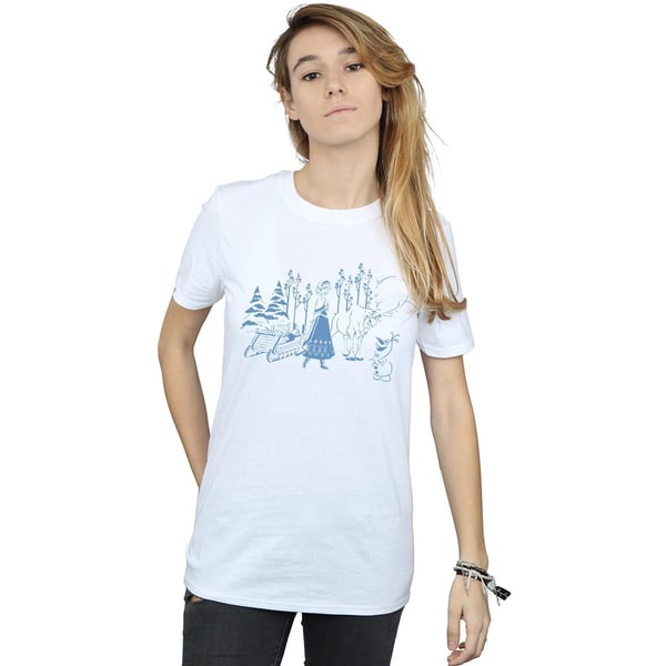 Disney Womens/Ladies Frozen Anna Sven And Olaf Cotton Boyfriend T-Shirt