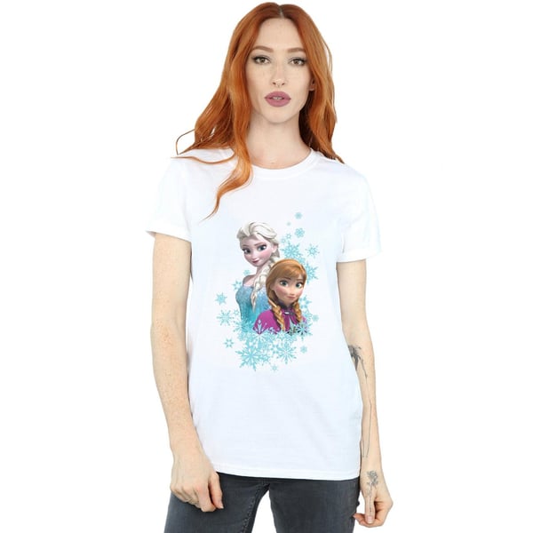 Disney Womens/Ladies Frozen Elsa And Anna Sisters Cotton Boyfriend T-Shirt