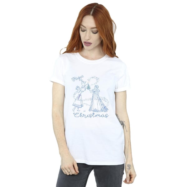 Disney Womens/Ladies Frozen Magic Christmas Cotton Boyfriend T-Shirt