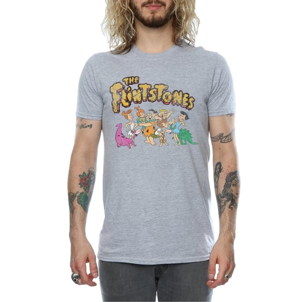 The Flintstones Mens Group Distressed T-Shirt