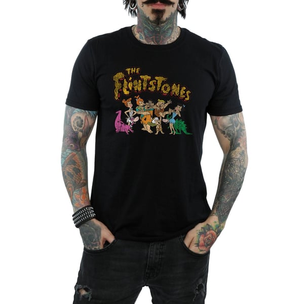 The Flintstones Mens Group Distressed T-Shirt