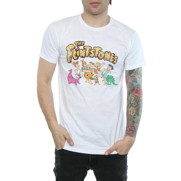 The Flintstones Mens Group Distressed T-Shirt