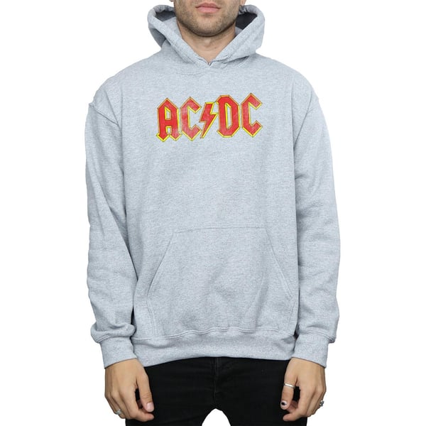 AC/DC Mens Distressed Red Logo Hoodie