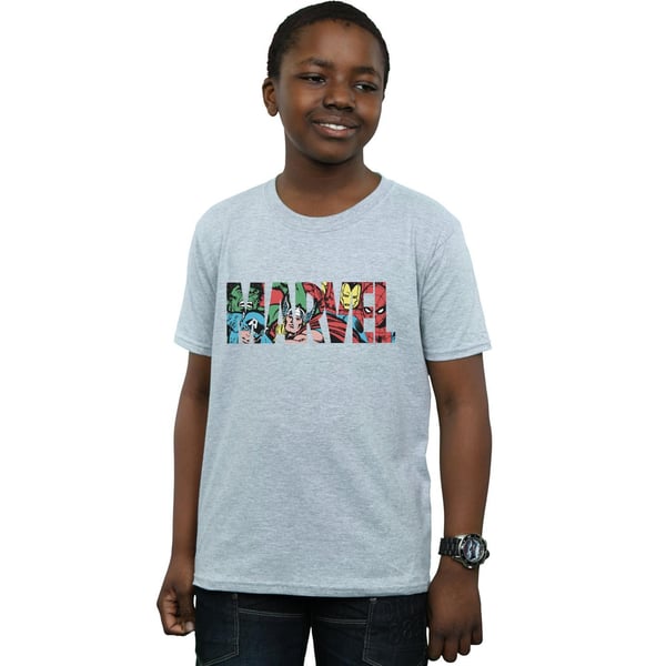Marvel Comics Boys Logo Character Infill T-Shirt