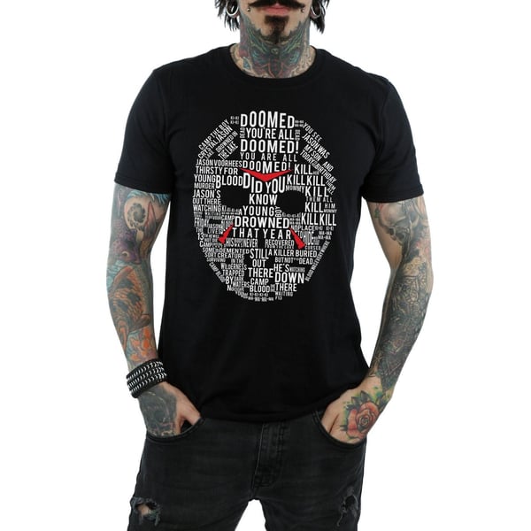 Friday 13th Mens Jason Text Mask T-Shirt