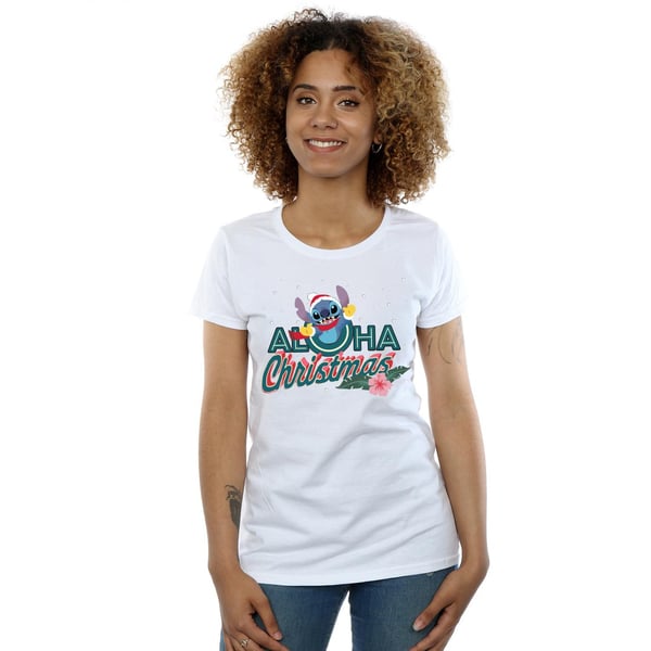 Disney Womens/Ladies Lilo And Stitch Aloha Christmas Cotton T-Shirt
