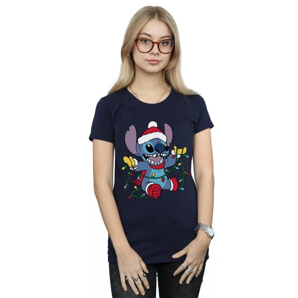 Disney Womens/Ladies Lilo And Stitch Christmas Lights Cotton T-Shirt