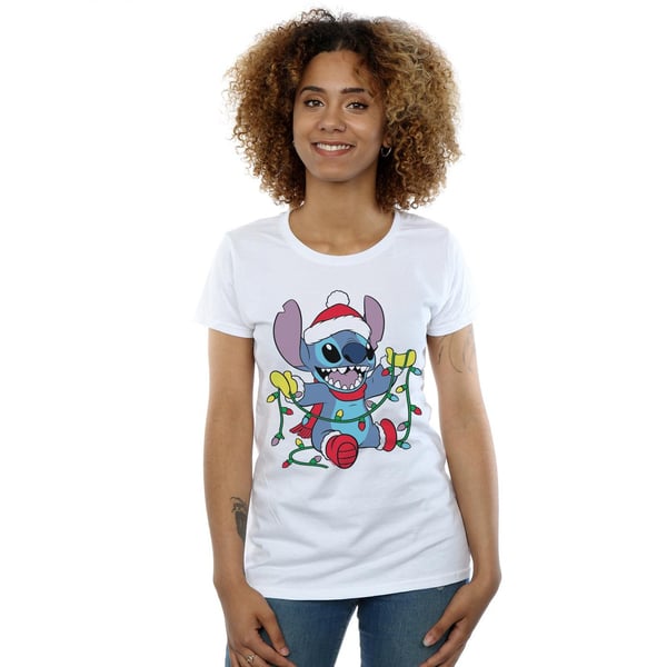 Disney Womens/Ladies Lilo And Stitch Christmas Lights Cotton T-Shirt