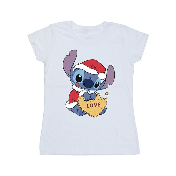 Disney Womens/Ladies Lilo And Stitch Christmas Love Biscuit Cotton T-Shirt