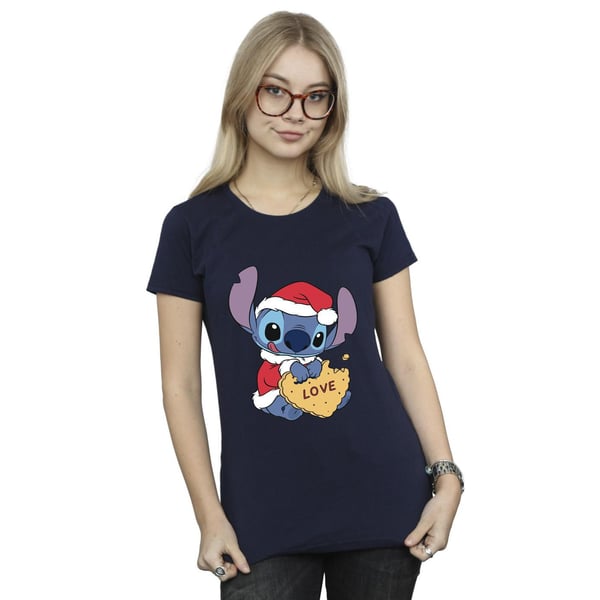 Disney Womens/Ladies Lilo And Stitch Christmas Love Biscuit Cotton T-Shirt