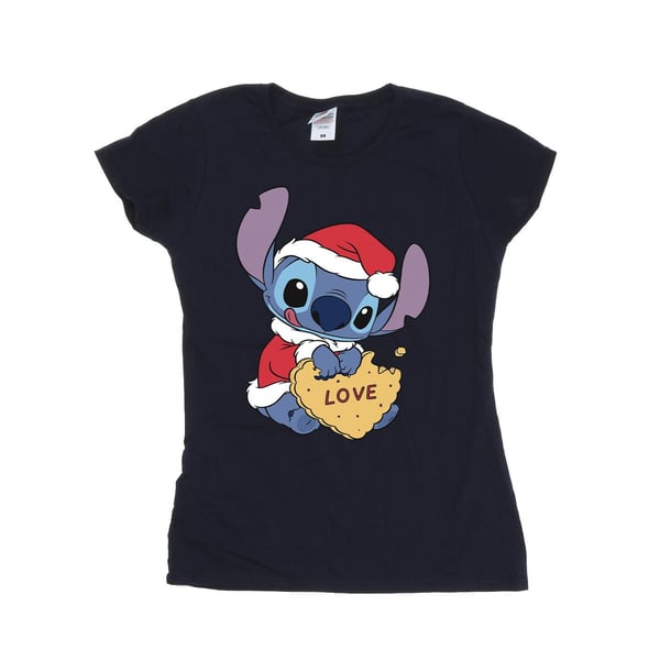 Disney Womens/Ladies Lilo And Stitch Christmas Love Biscuit Cotton T-Shirt