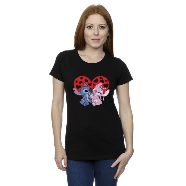 Disney Womens/Ladies Lilo & Stitch Hearts Cotton T-Shirt