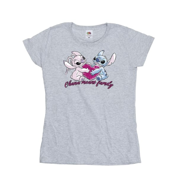 Disney Womens/Ladies Lilo And Stitch Ohana Heart With Angel Cotton T-Shirt