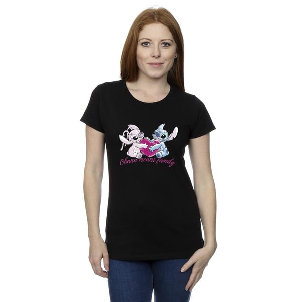 Disney Womens/Ladies Lilo And Stitch Ohana Heart With Angel Cotton T-Shirt