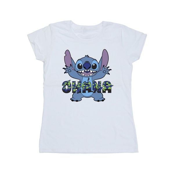 Disney Womens/Ladies Lilo And Stitch Ohana Blue Glitch Cotton T-Shirt