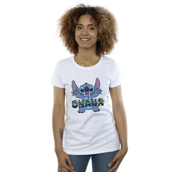 Disney Womens/Ladies Lilo And Stitch Ohana Blue Glitch Cotton T-Shirt