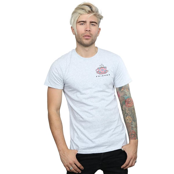 Friends Mens Coffee Cup Breast Print T-Shirt