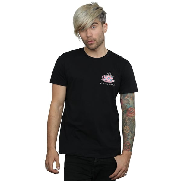 Friends Mens Coffee Cup Breast Print T-Shirt