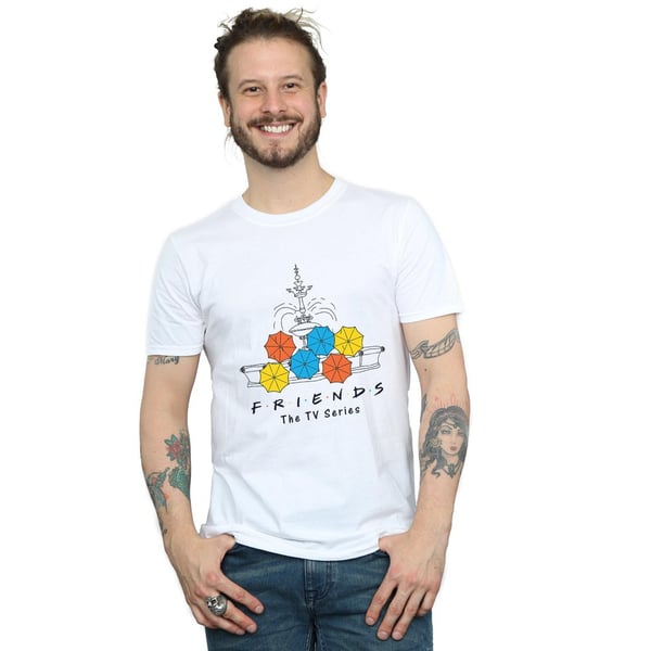 Friends Mens Fountain And Umbrellas T-Shirt
