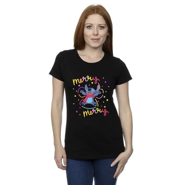 Disney Womens/Ladies Lilo & Stitch Merry Rainbow Cotton T-Shirt