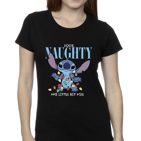 Disney Womens/Ladies Lilo & Stitch Naughty & Nice Cotton T-Shirt