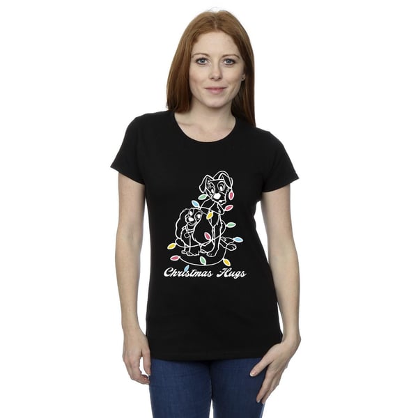 Disney Womens/Ladies Lady And The Tramp Christmas Hugs Cotton T-Shirt