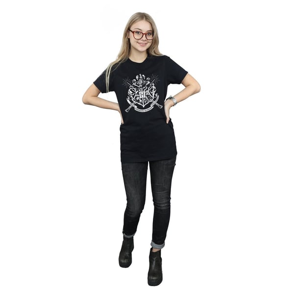 Harry Potter Womens/Ladies Hogwarts Badge Wands Cotton Boyfriend T-Shirt