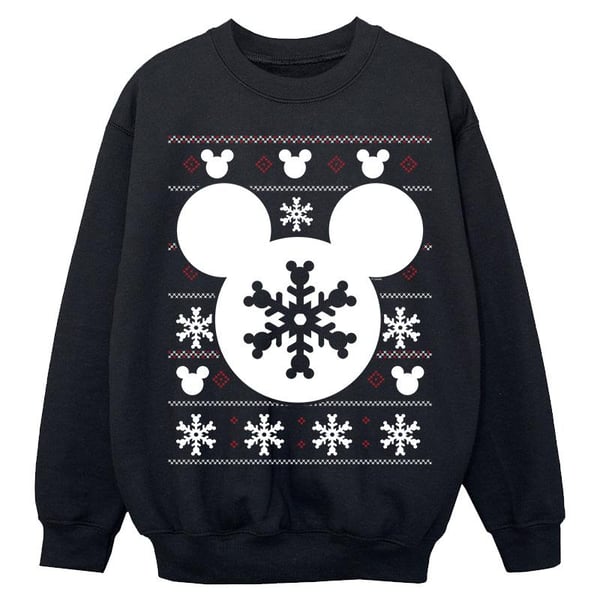 Disney Girls Mickey Mouse Christmas Silhouette Snowflakes Sweatshirt