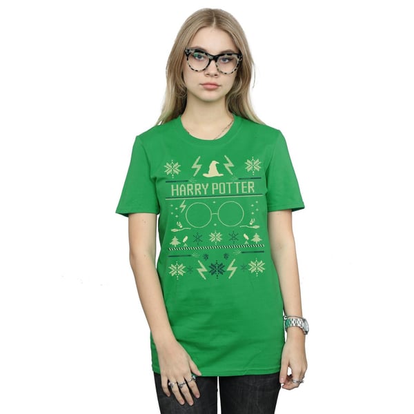 Harry Potter Womens/Ladies Christmas Pattern Cotton Boyfriend T-Shirt