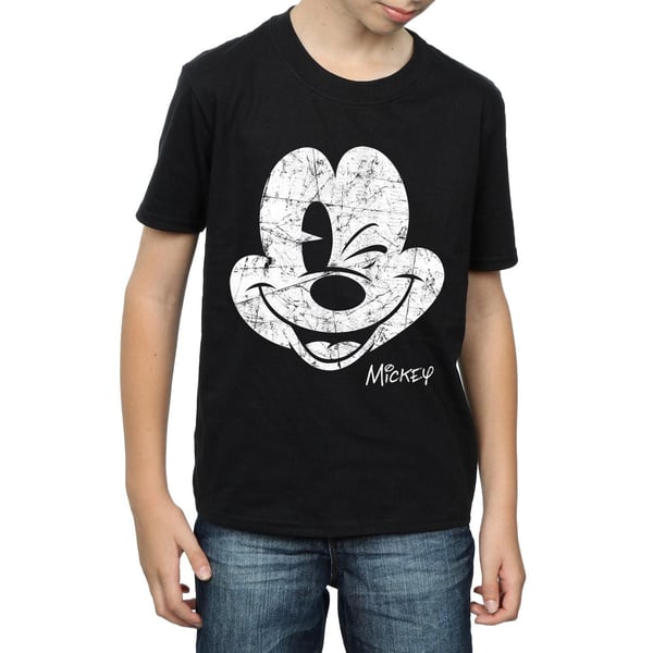 Disney Boys Mickey Mouse Distressed Face T-Shirt