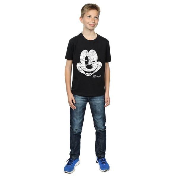 Disney Boys Mickey Mouse Distressed Face T-Shirt