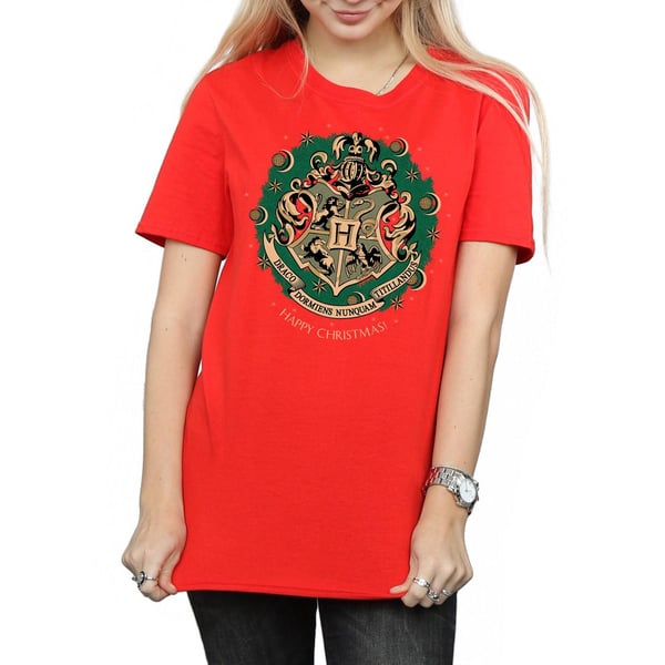 Harry Potter Womens/Ladies Christmas Wreath Cotton Boyfriend T-Shirt