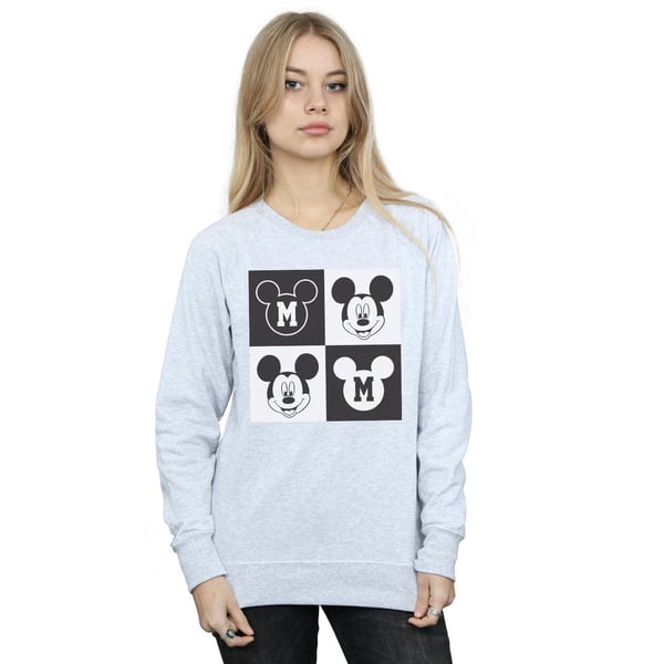 Disney Womens/Ladies Mickey Mouse Smiling Squares Sweatshirt