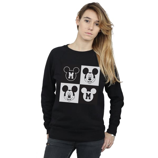 Disney Womens/Ladies Mickey Mouse Smiling Squares Sweatshirt