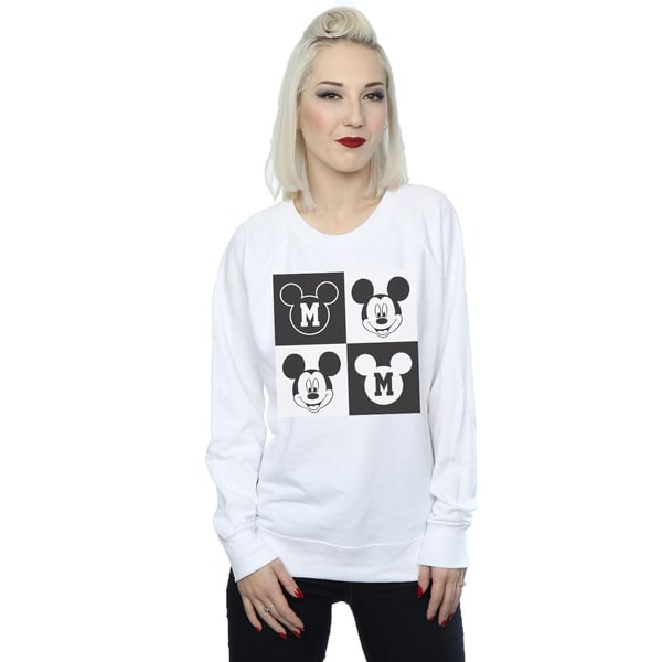 Disney Womens/Ladies Mickey Mouse Smiling Squares Sweatshirt