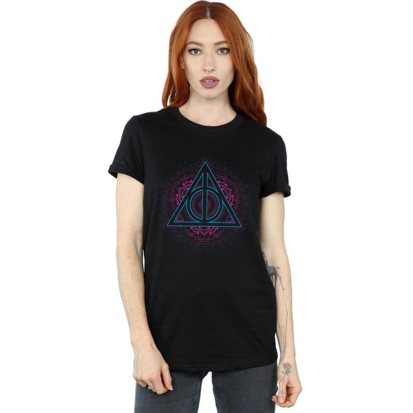 Harry Potter Womens/Ladies Neon Deathly Hallows Cotton Boyfriend T-Shirt