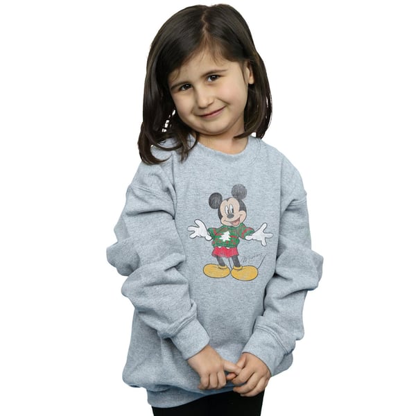 Disney Girls Mickey Mouse Christmas Jumper Sweatshirt