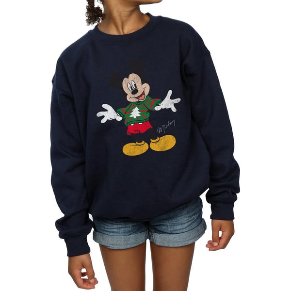Disney Girls Mickey Mouse Christmas Jumper Sweatshirt
