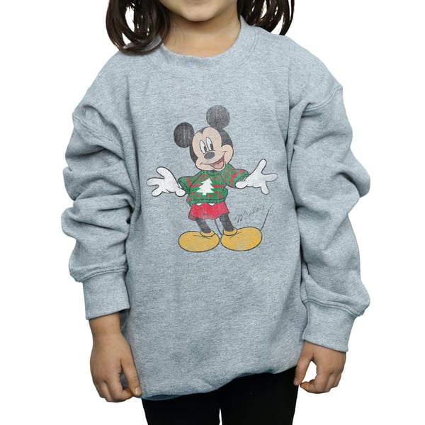 Disney Girls Mickey Mouse Christmas Jumper Sweatshirt