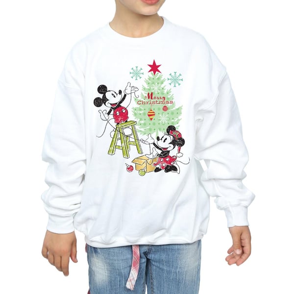Disney Girls Mickey And Minnie Christmas Tree Sweatshirt