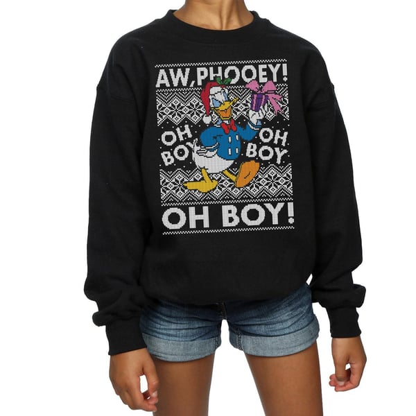 Disney Girls Donald Duck Christmas Fair Isle Sweatshirt