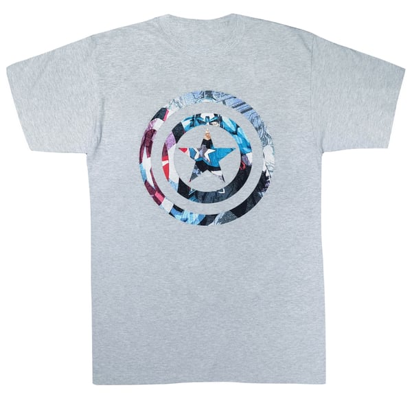 Marvel Girls Avengers Captain America Montage Symbol Cotton T-Shirt