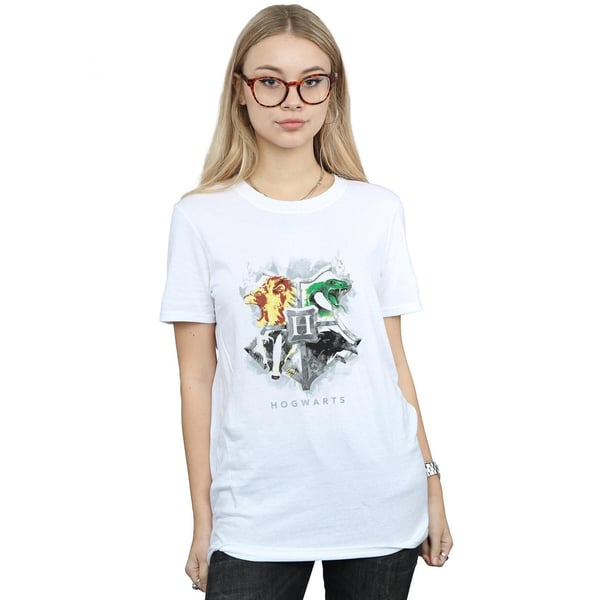 Harry Potter Womens/Ladies Hogwarts Painted Crest Cotton Boyfriend T-Shirt