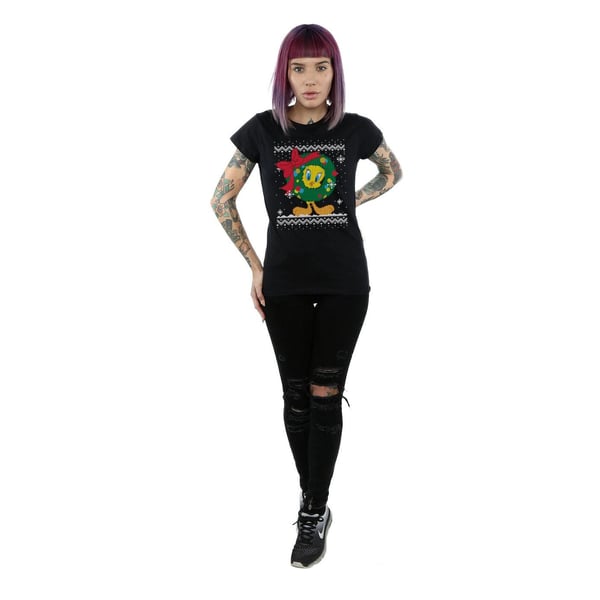 Looney Tunes Womens/Ladies Tweety Pie Christmas Fair Isle Cotton T-Shirt