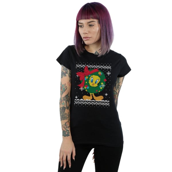 Looney Tunes Womens/Ladies Tweety Pie Christmas Fair Isle Cotton T-Shirt
