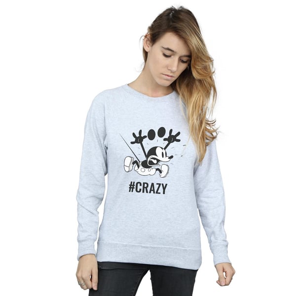 Disney Womens/Ladies Mickey Mouse #Crazy Sweatshirt