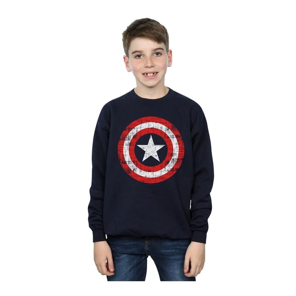 Marvel Boys Avengers Captain America Scratched Shield Sweatshirt