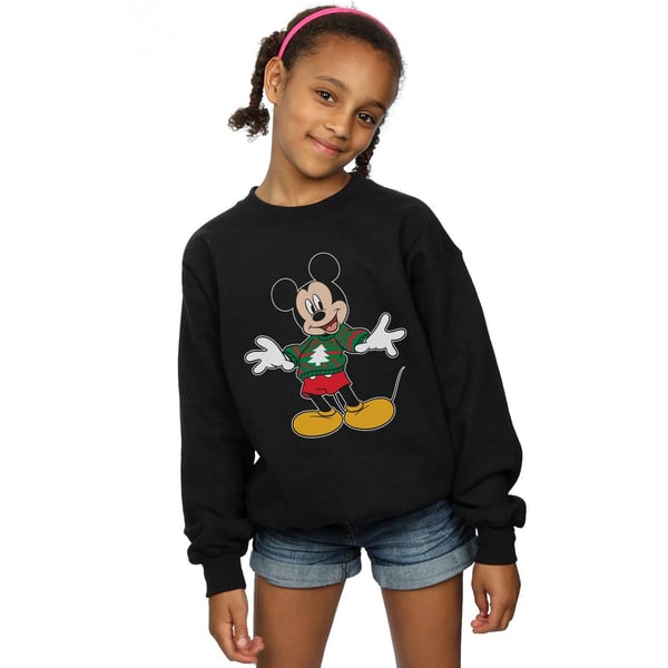 Disney Girls Mickey Mouse Christmas Jumper Stroke Sweatshirt